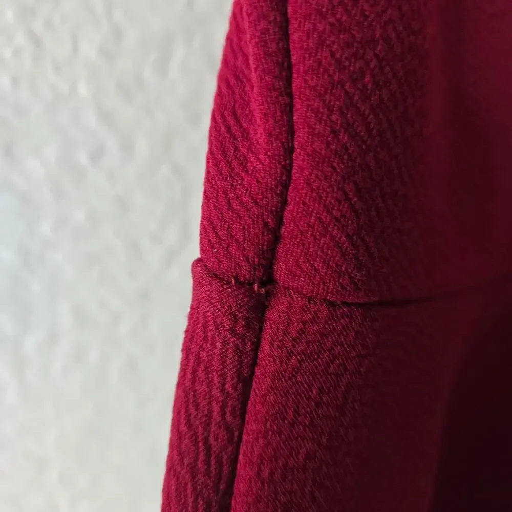 Burgundy a line dress with cap - Picture 5 of 5